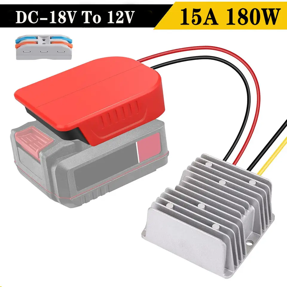 DC 20V až DC 12V regulátor napätia Krok prevodníka pre Bauer 20V li-ion batéria 15a 180 W Adapter Adapter Automatic Bod Bod Bod Bod Bod