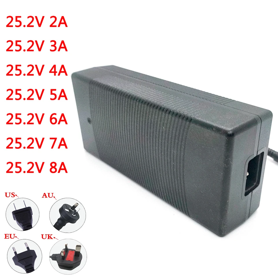 DC 25,2V 2A 3a 4a 5a 6a 7a 8a nabíjačka s trojstupňou pre 14500 14650 17490 18500 18650 26500 Polymérny lítiový balenie batérií