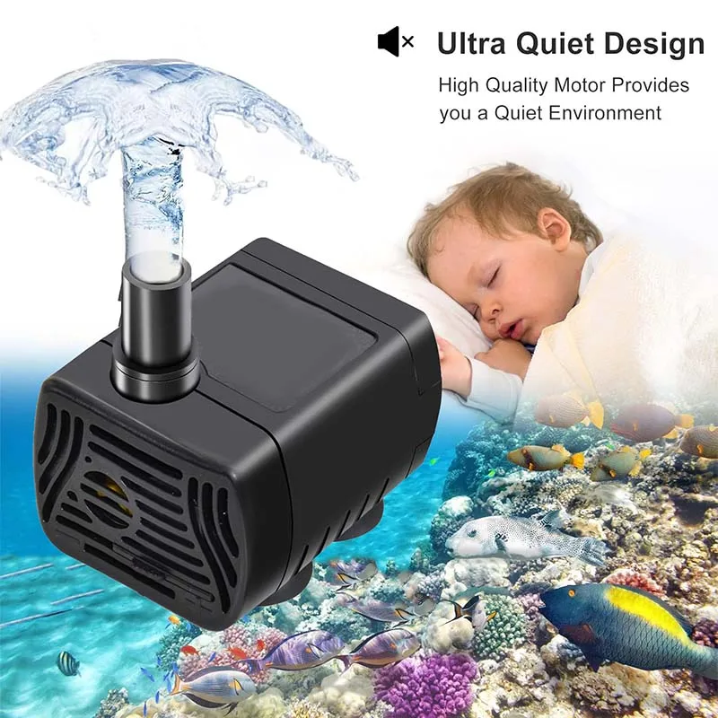 DC 3,5V-9V USB Vodné čerpadlo Micro Garden Fountain Air Filter pre rybné rybné tank pre domáce zviera psa