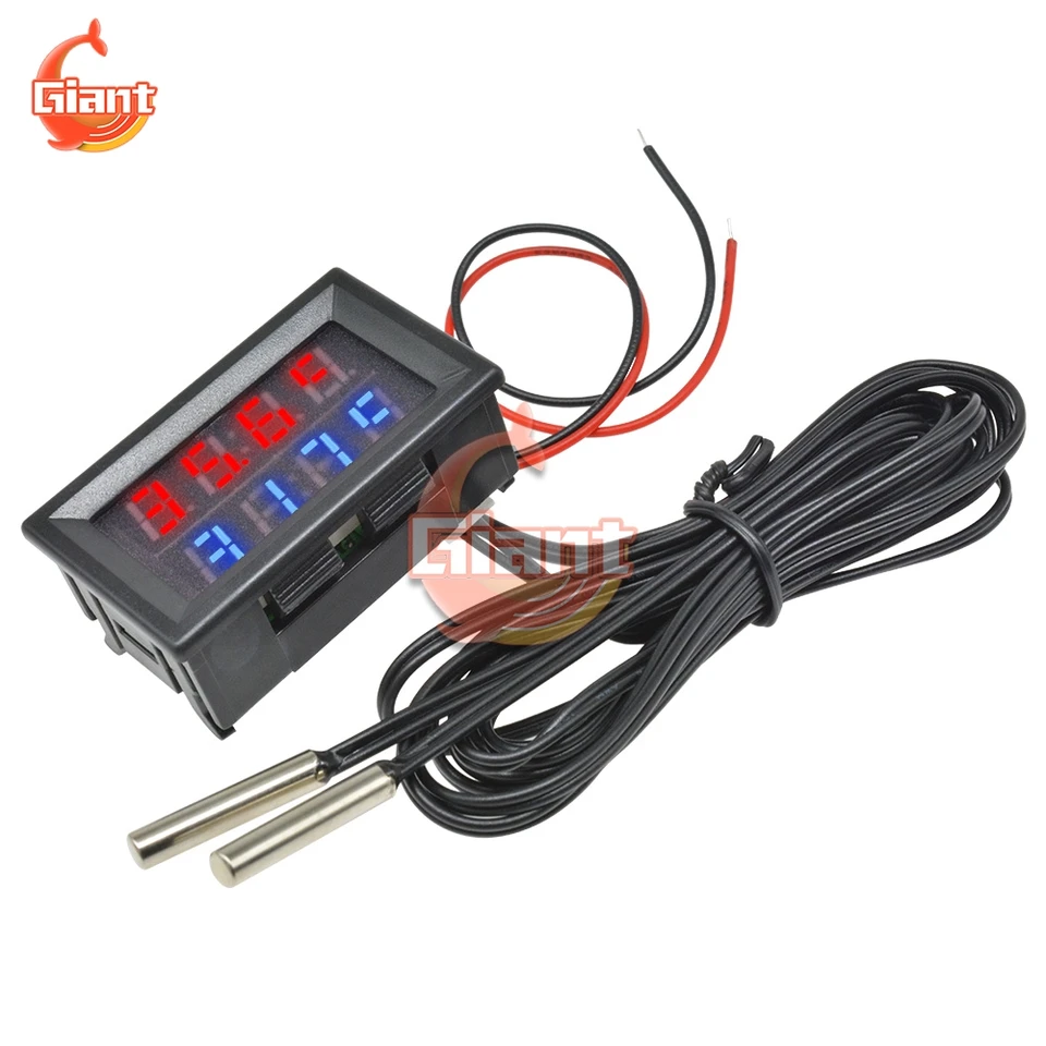 DC 4-28V 4-ciferné LED DUAL DISPLE DIGITÁLNE TERMOMERMER NTC TERMOGRAPLE TERMOGRAPLE TERMOGRAPLE pre CAR 5V 12V 24V