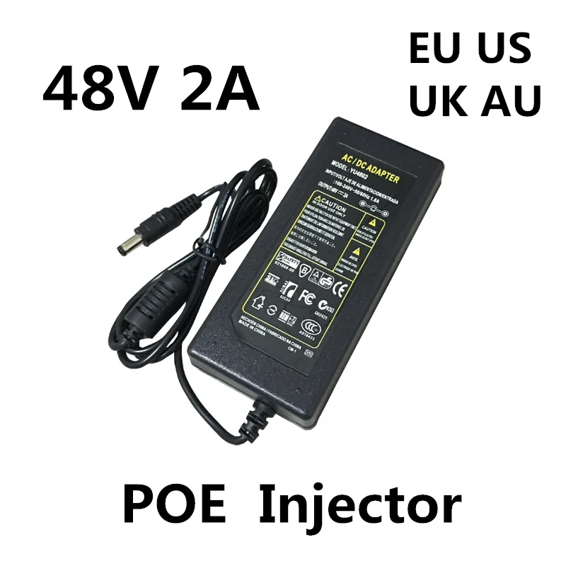 DC 48V 2A 2000ma 96W Poe Power Adapter Dodávka 48 V Volt pre CCTV Security Dohľad