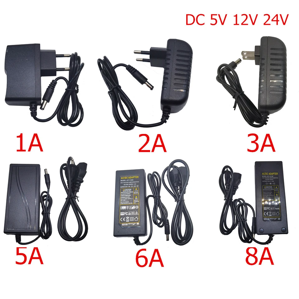 DC 5V 12V 24V Lighting Transformátor AC 110V 220V Spínací napájací zdroj 1a 2a 3a 5a 6a 8a 10a LED energický adaptér pre CCTV LED žiarovku