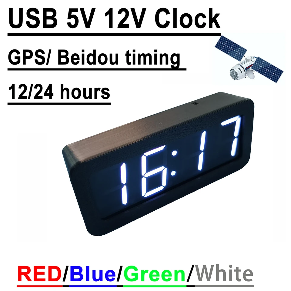 DC 5V 12V USB CLOCK GPS GPS Beidou Automatické načasovanie hodín 12/24 hodín elektronické hodiny LED DIGITÁLNE DIGITÁLNE DIZOR DIZAČ