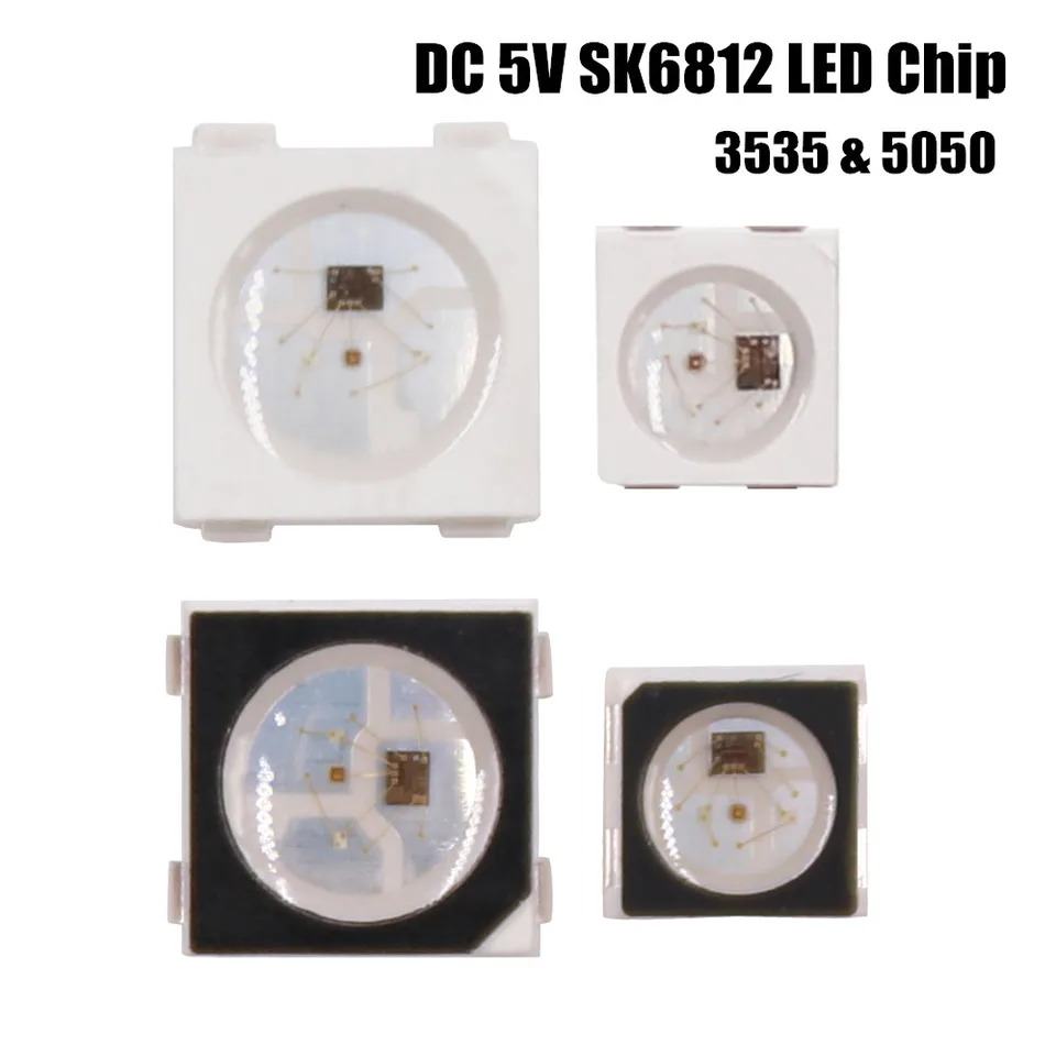 DC 5V SK6812 LED čip individuálne adresovateľné MINI SMD 3535 5050 RGB Digitálne pixely biele/čierne ako čip WS2812B LED