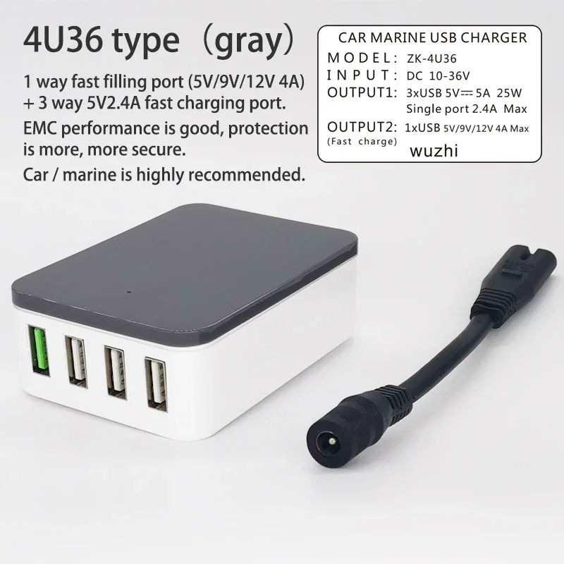 DC DC Power Supply 12V 24V 36V až 5 V USB QC2.0 3.0 Rýchla nabíjačka na nabíjanie lodí