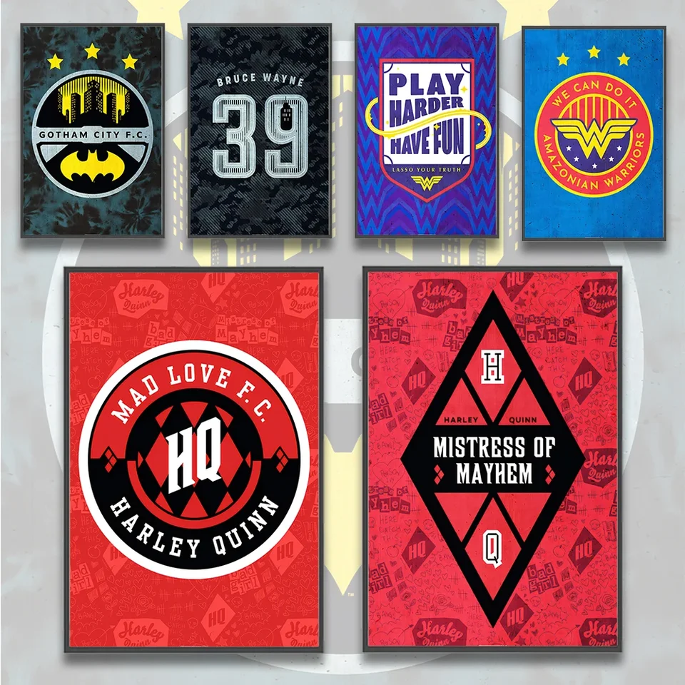 DC futbalových bojovníkov Batman logo Self-pasting plagát Movie tapety figúrky domáce dekorácia maľba nástenné umenie dekora