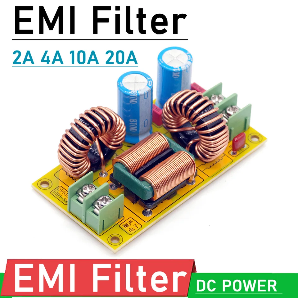 DC LC Filter EMI Elektromagnetický interferenčný filter 2a 4a 10a 20a EMC FCC Vysokofrekvenčný výkonový filtrovanie F/ 12V 24 V automobil