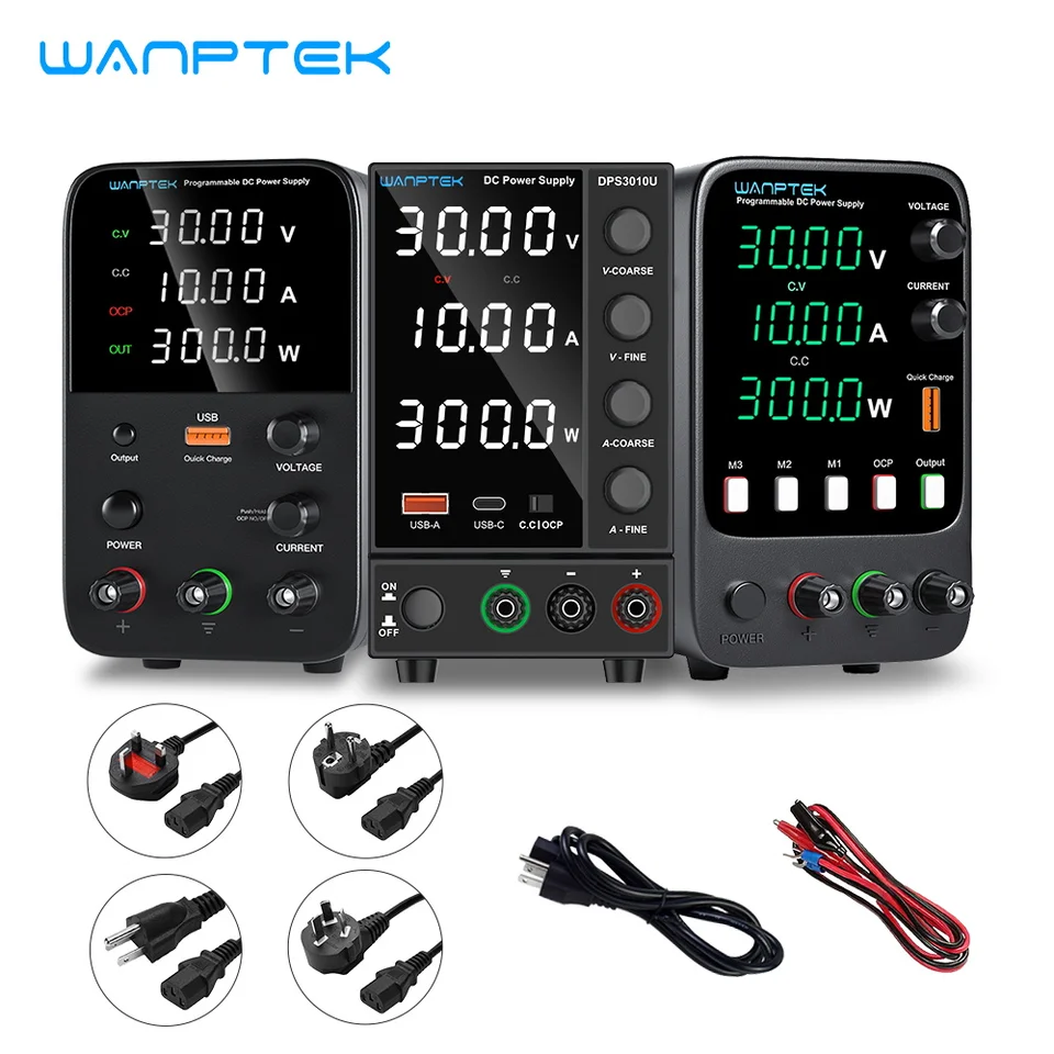 DC napájacie napájanie nastaviteľné 30V 10A so 4-ciferným LED displejom USB5V 2A Rýchle nabíjanie Laboratórneho regulátora napätia AC220V/110V