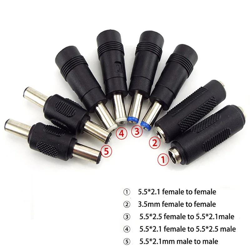 DC Power Adapter 5.5x 2,1 mm mm ženský samcom mužovi k mužovi 5,5 x 2,5 mm 3,5 mm 3,5x1,35 mm muž 5521 Zátka 5525 Adaptér pre laptop
