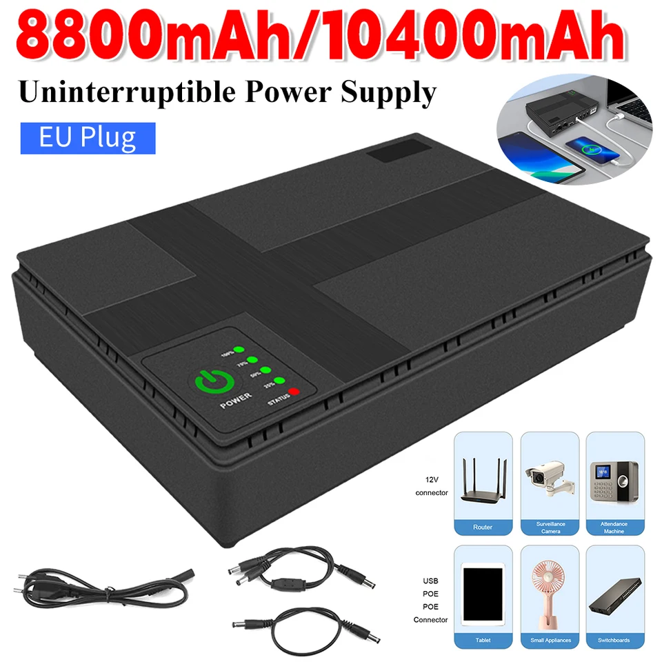DC UPS Batéria zálohovanie 8800 mAh/10400 mAh Neutroctva napájací zdroj UPS pre smerovač 5v 9v 12v 2a 15v 24v 1A výstup EU zástrčka EU