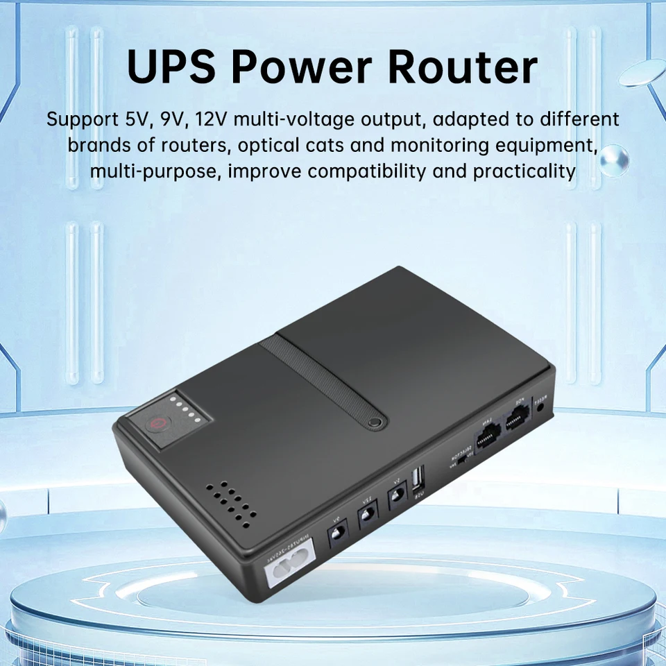 DC1018L 18W Mini Prenosný záložný napájací adaptér UPS 0,6A/1A/2A 5V/9V/12V/15V/24V Neutrocký napájací zdroj pre WiFi, Router
