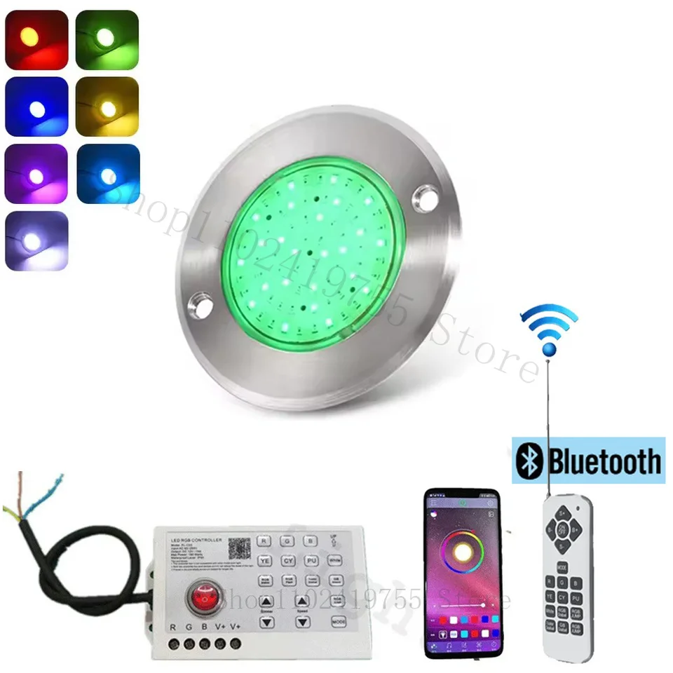 DC12 12W RGB pod vodou osvetlenie Bluetooth Control App Control IP68 Outdoor LED bazén LIGHT LIGHT FONTACE LAMP LAMP Piscina Luz Spotlight