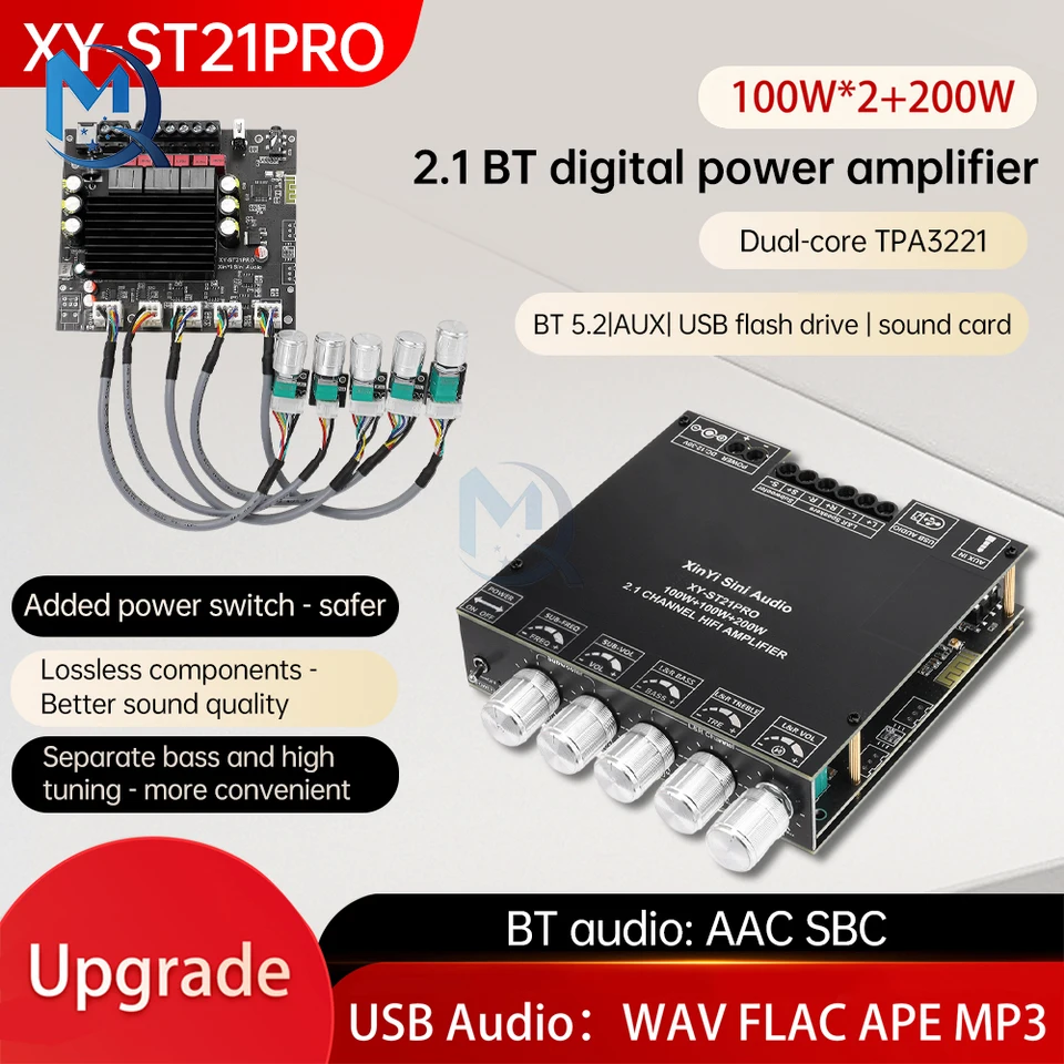 DC12-30V ST21PRO BT Digitálna zosilňovacia doska 2.1 kanál 100W * 2+200W subwoofer TPA3221