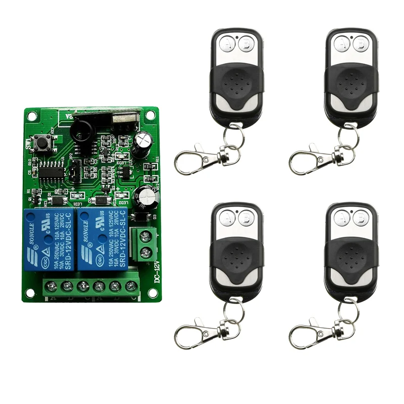 DC12V 24V 2 CH Channel 2ch Mini Wireless RF prepínač diaľkového ovládača 10A Výstupný rádiový modul rádio prijímača +vysielač +vysielač