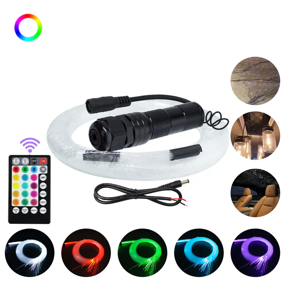 DC12V 2W RGB LED LED zdroja LED LED LED vlákna OPTICKÉ OPTICKÉ OPTICKÉ OPTICKÉ OPTICKÉHO OPTICKÉHO OPTICKÉHO 0,75 mm*50ks*2m pre dekoráciu hviezdnych svetiel a diaľkový ovládač