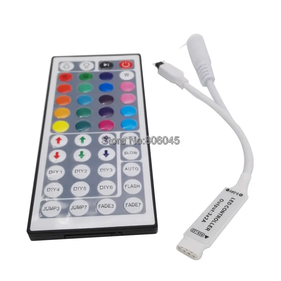 DC12V 6A 3x2a 44Ke Mini IR diaľkový RGB LED ovládač pre flexibilnú pásku SMD3528 5050 RGB LED SLKOTNÉ Svetlo