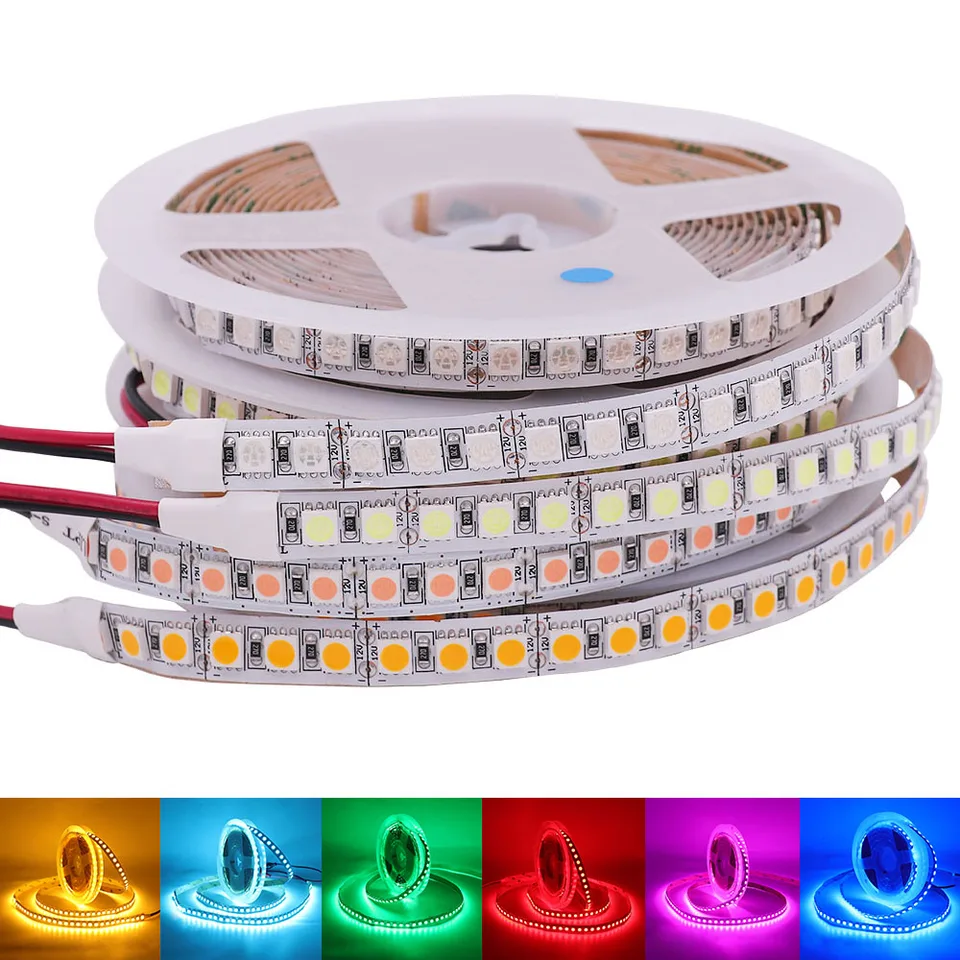 DC12V LED pásik 5050 5054 2835 120 240LED/m Vysoký jasne biela červená modrá ružová žltá žltá RGB Flexibilná pásová pásová svetlo svetlo 5m