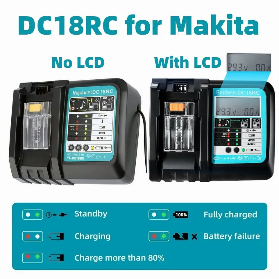 DC18RC Li-Ion Battery 3A nabíjačka pre Makita 18V 14.4V BL1860B, BL1850B, BL1840, BL1830, BL1820, BL1415, BL1440