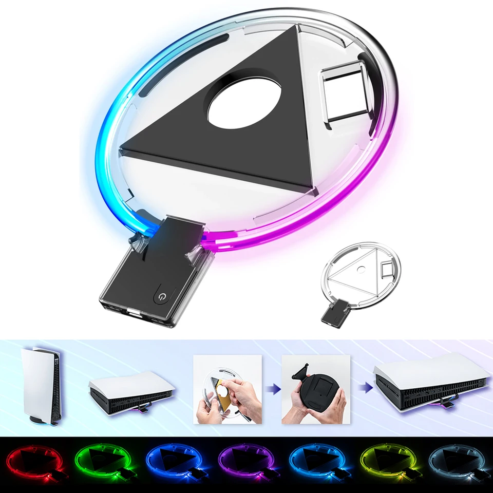 DC5V nastaviteľná ABS konzolová žiarivá základňa USB RGB LED konzolová stojan s svetelným ukazovateľom pre príslušenstvo držiteľa hostiteľa hostiteľa PS5