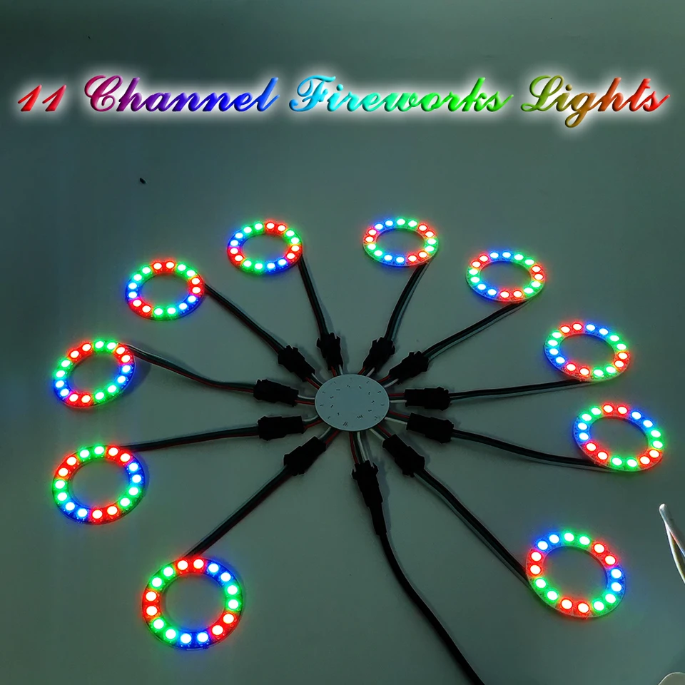 DC5V WS2812B LED Firework Pixel Lights 11 kanálov skraty individuálne adresovateľné 3pin 8 16 24 35 45 Ring 5050 RGB Module Kit