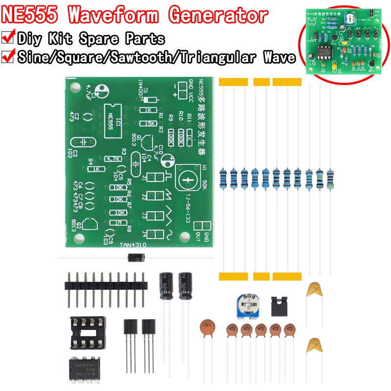 DC6-12V NE555 Pulzový generátor modulu SININ/Triangle/Square Wave Generátor Multikanálová generátor signálu vlny DIY Kit
