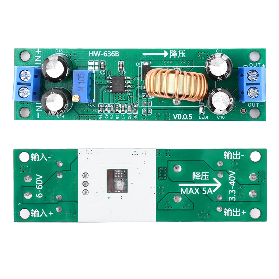 DC6.5V ~ 60V až DC3.3 ~ 40 V 50W Nastaviteľná snímka-nadol Synchrónna rektifikácia Buck Power Modul