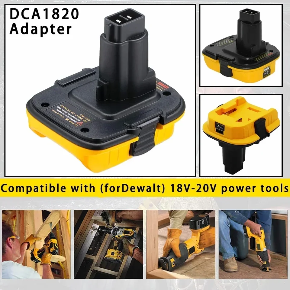 DCA1820 Adaptér batérie USB pre výstup USB pre dewalt 18V Ni-CD Ni-MH Battery Tools Compatible s 20V max li-ion batéria DCB200 DC9096