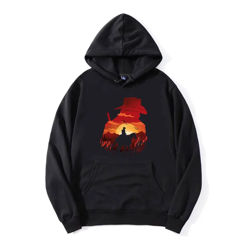 Dead Redemption Hoodie Game Red Sunset Digital Print Camiseta Cowboy Riding Dutch van der Linde New Jacket Zip Up Hoodie Hoody