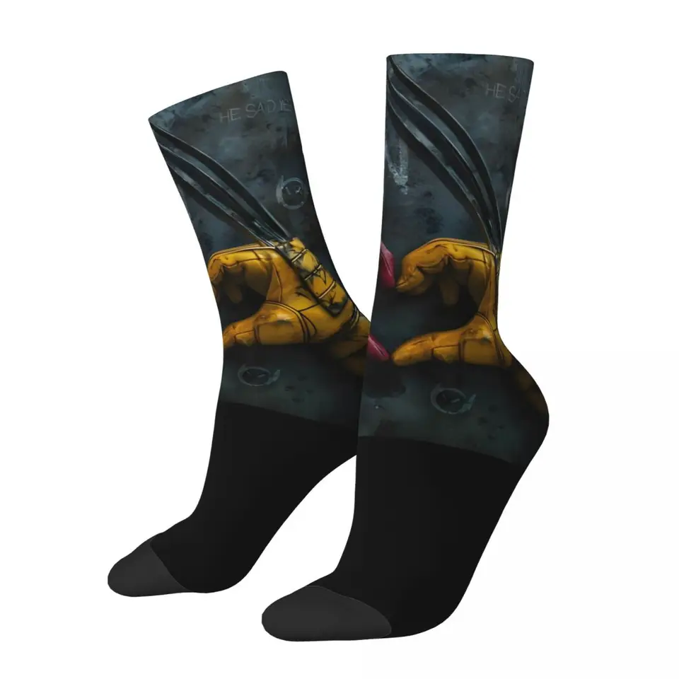Deadpool a Wolverine Love Merch Crew Socks Cozy Wilson & Howlett 2024 Vysoko kvalitné pančuchy strednej trubice bavlna pre najlepšie darčeky