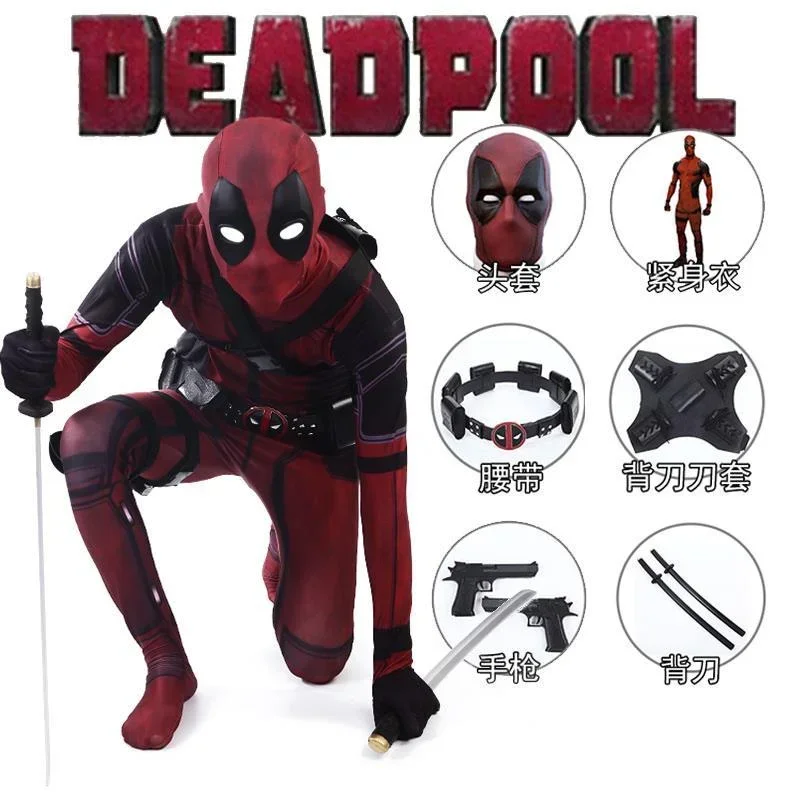 Deadpool kostým cosplay deti dospelý oblek anime superhrdina Halloween smrť čašník spandex pre dospelých služba trikot