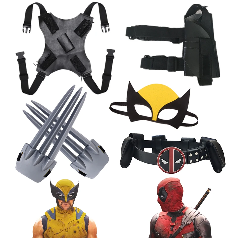 Deadpool Wolverine Movie Cosplay rekvizity kostýmové doplnky Wolf Paws Claws mask batohový batoh pištoľ Pištoľ pre deti hračky