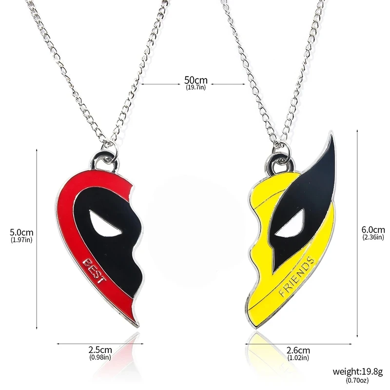 Deadpool Wolverine náhrdelník alebo Keychain Najlepší priatelia prívesok Superhrdina zliatiny Priatelia šperky páry Deadpool náhrdelník Keychain