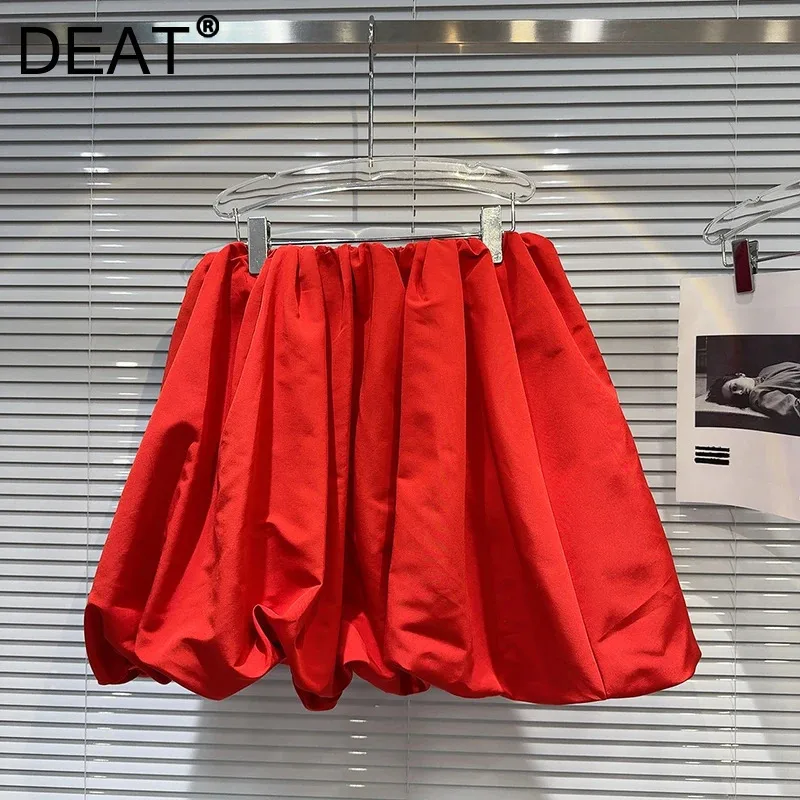 DEAT Trendy Red High Elastic pás krát krátke sukne pre ženy módne guľôčky sukňa Žena jarné nové predmety 11A02660