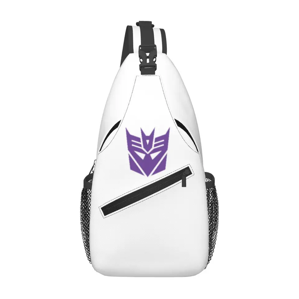 Decepticons Mask Transformers megatron decepticon hrudník Men Sling Crossbody Batoh na hrudník vrecko na turistiku Daypack vrecko na rameno