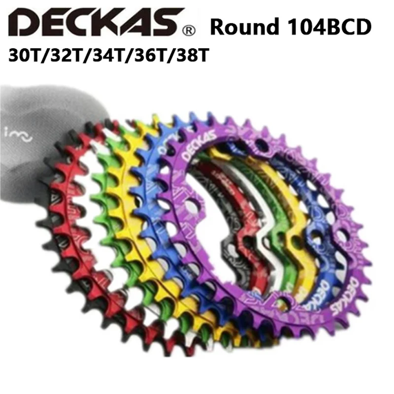 Deckas 104bcd okrúhle úzke široké pripevnenie MTB Mountain Bike Bicykel 104BCD 32T 34T 36T 38T Crankset Zubné diely 104 bcd