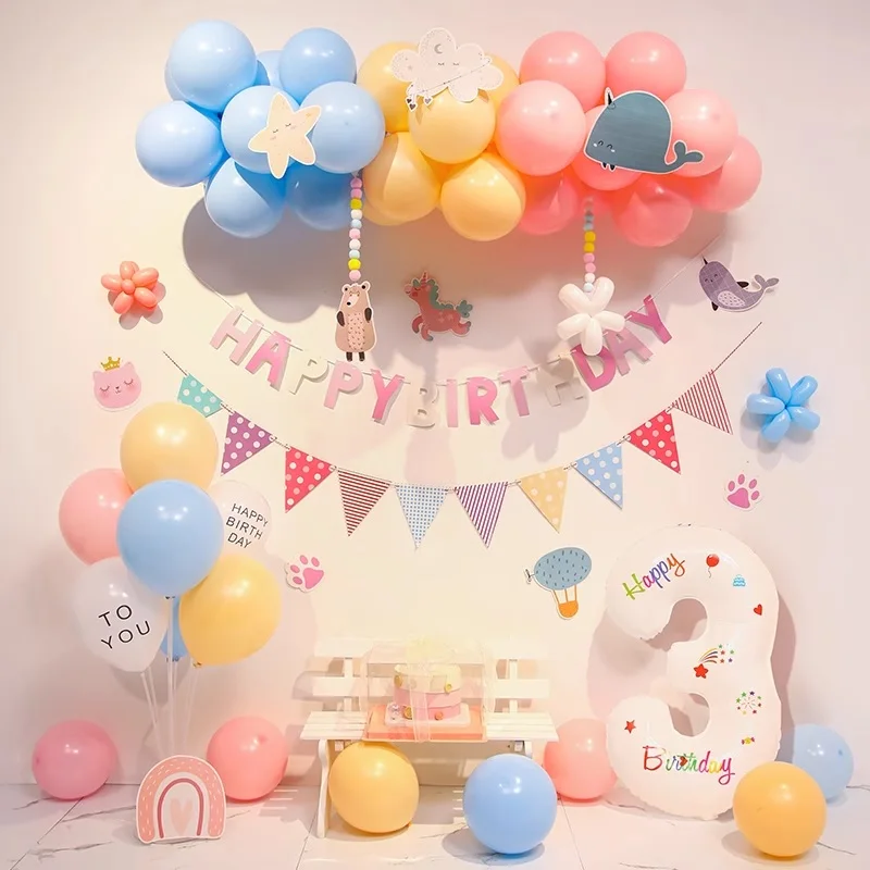 Decorácie narodeninovej oslavy pre dieťa, Safari Jungle Animal Balloon Garland Engineering téma Decor Decor 1., 2, 3, 4, 5, 6 rokov