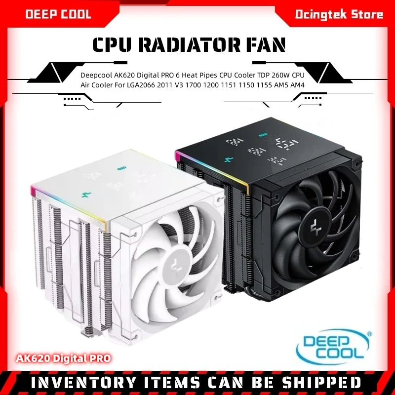 DeepCool AK620 Digital Pro 6 Tepelné potrubia CPU COUNER TDP 260W CPU vzduchový chladič pre LGA2066 2011 V3 1700 1200 1151 1150 1155 AM5 AM4