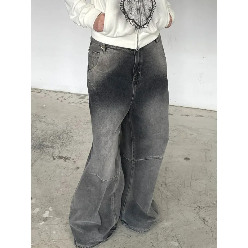 Deeptown Y2K Vintage Baggy Woman Jeans Harajuku Kórejské módne džínsové nohavice Umyté voľné nohavice KPOP Streetwear Navičky Jeseň
