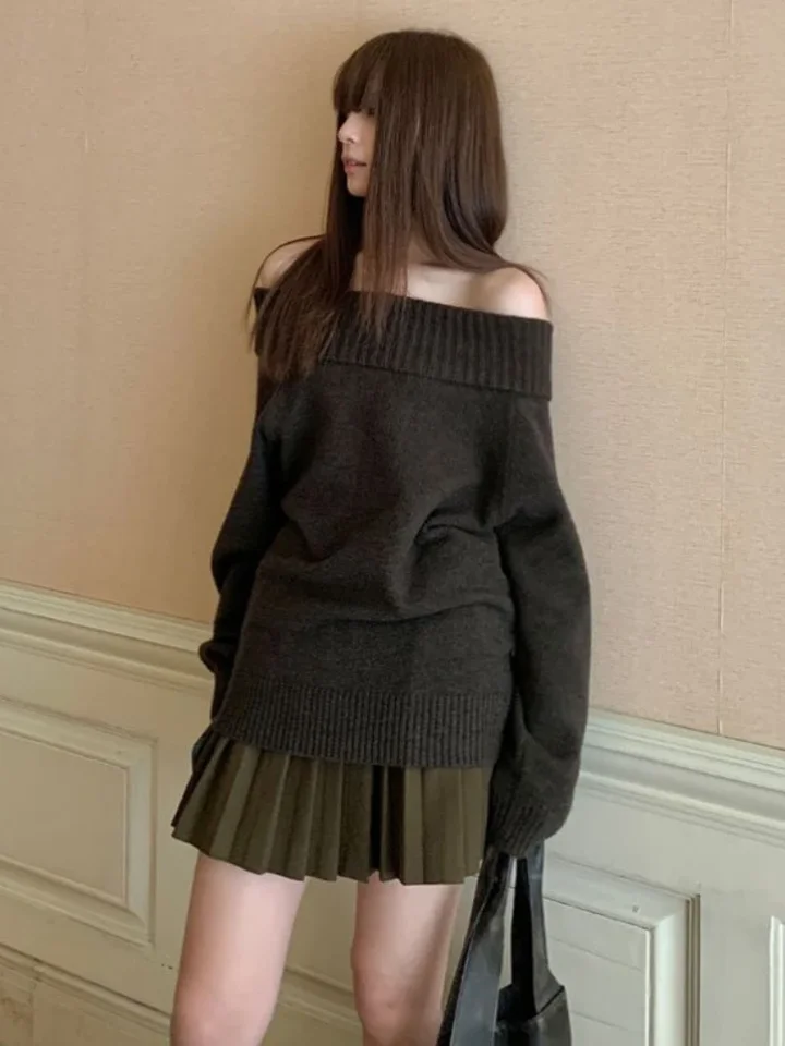 Deeptown y2k vintage z pleteného pleteného sveter Ženy harajuku grunge nadmerne nadmerne skokan