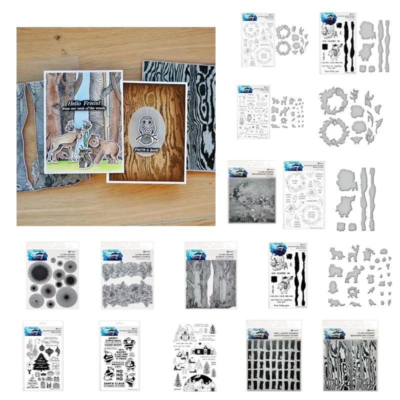 Deerchristmas Owl Rose Kvet Dlhé farby kovové rezanie matričiek Silikónové známky zo scrapbooking šablón Photo album karta DIY Pape