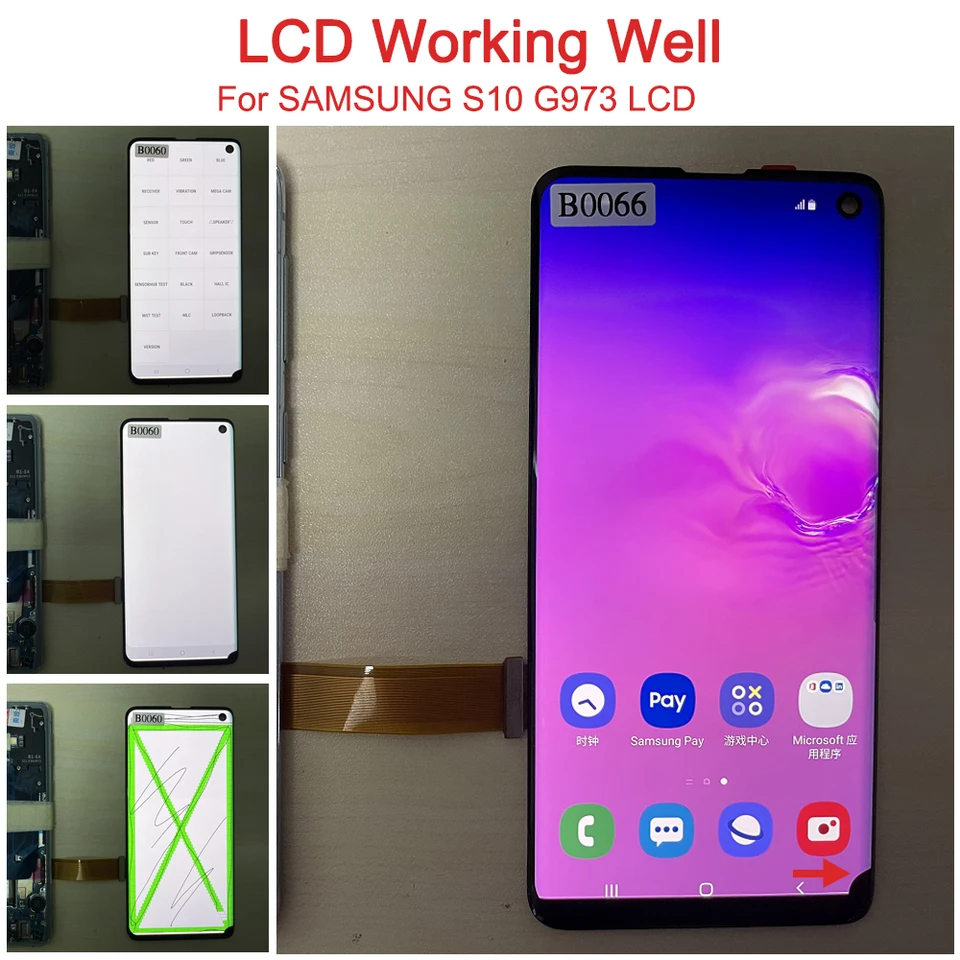 Defekt linkovej škvrny pre displej Samsung Galaxy S10 LCD displej 6.1 Pre dotykovú obrazovku pre Samsung S10 SM-G973F, SM-G973U Zobraziť bod