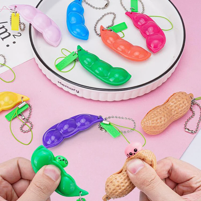 Dekompresia proti stresu reliéver pre dospelých s šperkami nekonečné stlačenie edamame keychain pop it hračky