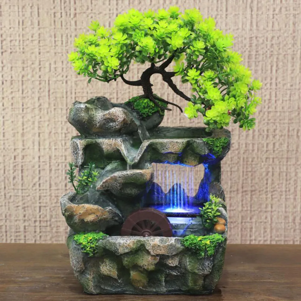 Dekoratívne stolové vodopádové fontána s pumpou Rockery Meditácia socha osvetlené vodné fontány Office dekorácie remeslá