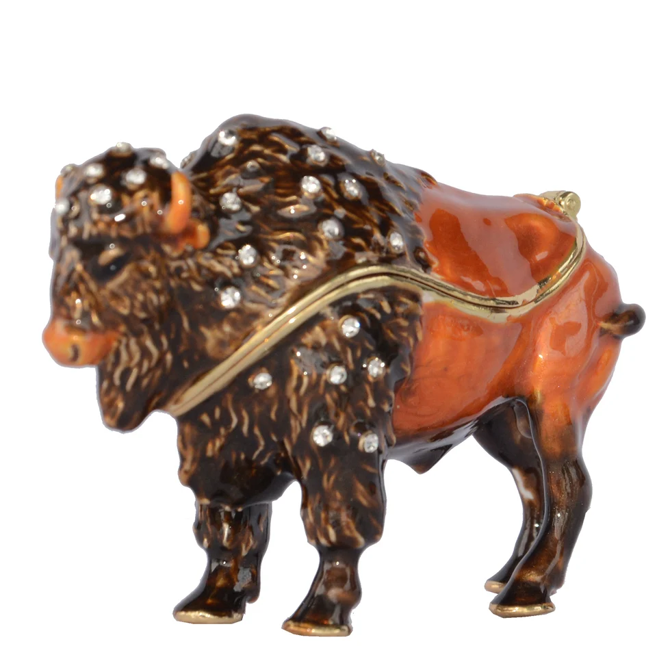 Dekoratívny držiak na držiak na držiak na ceketu Yak, Bull Crystal Jewelry Box, zberateľná figurína, kovové sochy, darčeky