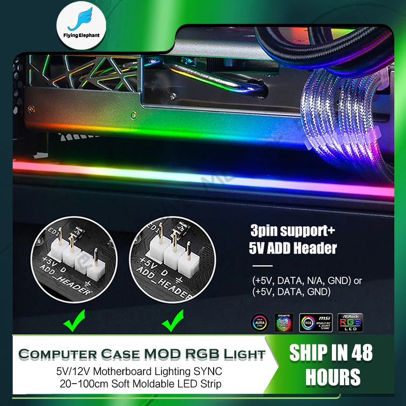 Dekorácia prípadu RGB Flexibilná 5V argb/12v RGB Light Bar dlhý LED Mod tvar megnetický adsorb