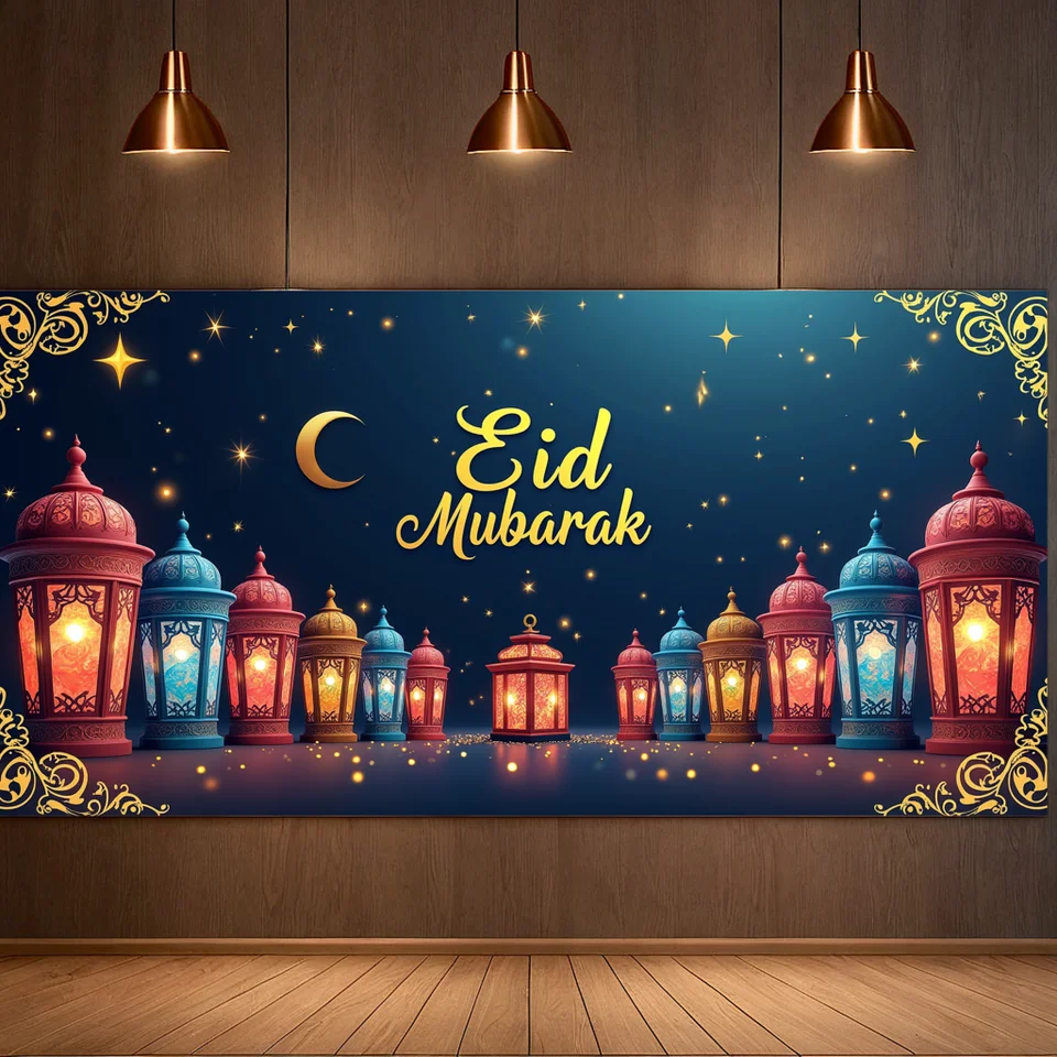 Dekorácia Ramadánske krytie dverí Pozadie Eid Mubarak 2025 Závesné záclony stena zavesenie dekora