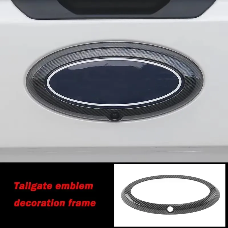 Dekorácia uhlíkových vlákien ABS pre Ford Ranger Wildtrak T9 2023 2024 Vonkajší automobil Vonkajší batožinový otvor Logo Ráme Cover Tink Príslušenstvo