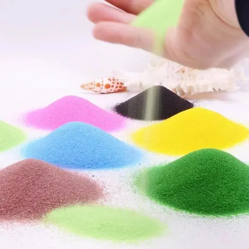 Dekorácie 25g/balenie sfarbené pieskové pieskové pieskové pieskové fľaša DIY DIY Sandglass Detské hračky na zmiernenie hračiek Micro Desk Darček