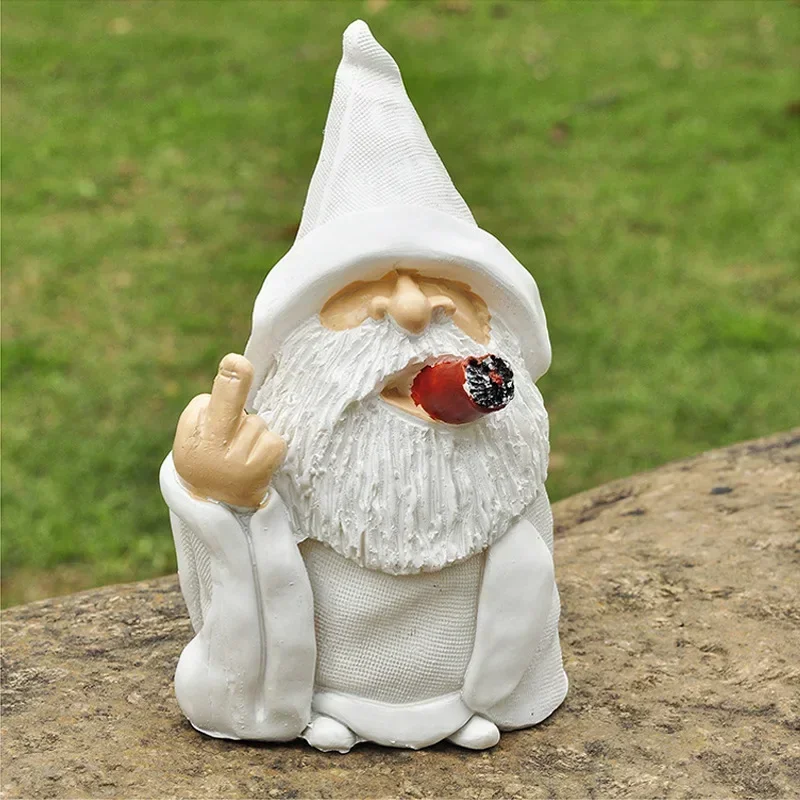 DEKORÁRNA DEKORÁCIA LUSIGE RAUCHENDE ZWERG GARTEN SKULPTUR ORNAMENTE ZAUBERER GNOM Soch