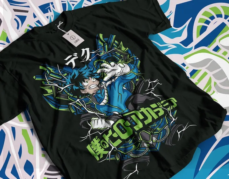 Deku Midoriya Izuku Boku no Hero Academia Unisex 100% bavlnená anime manga štýl tlačené tričko